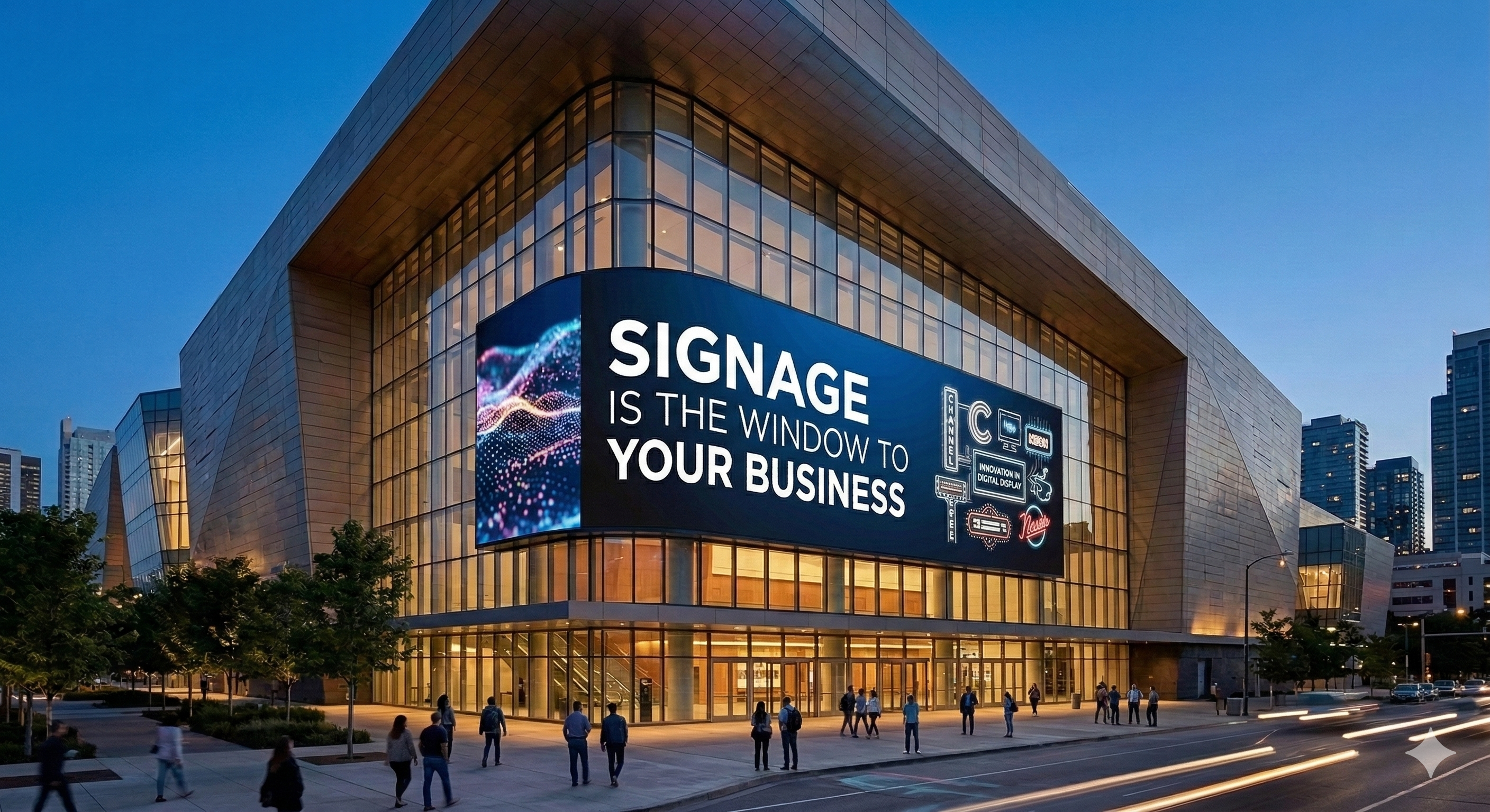 Featured facade digital display installation on a modern building